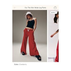 Free People Red Wide Leg Pants